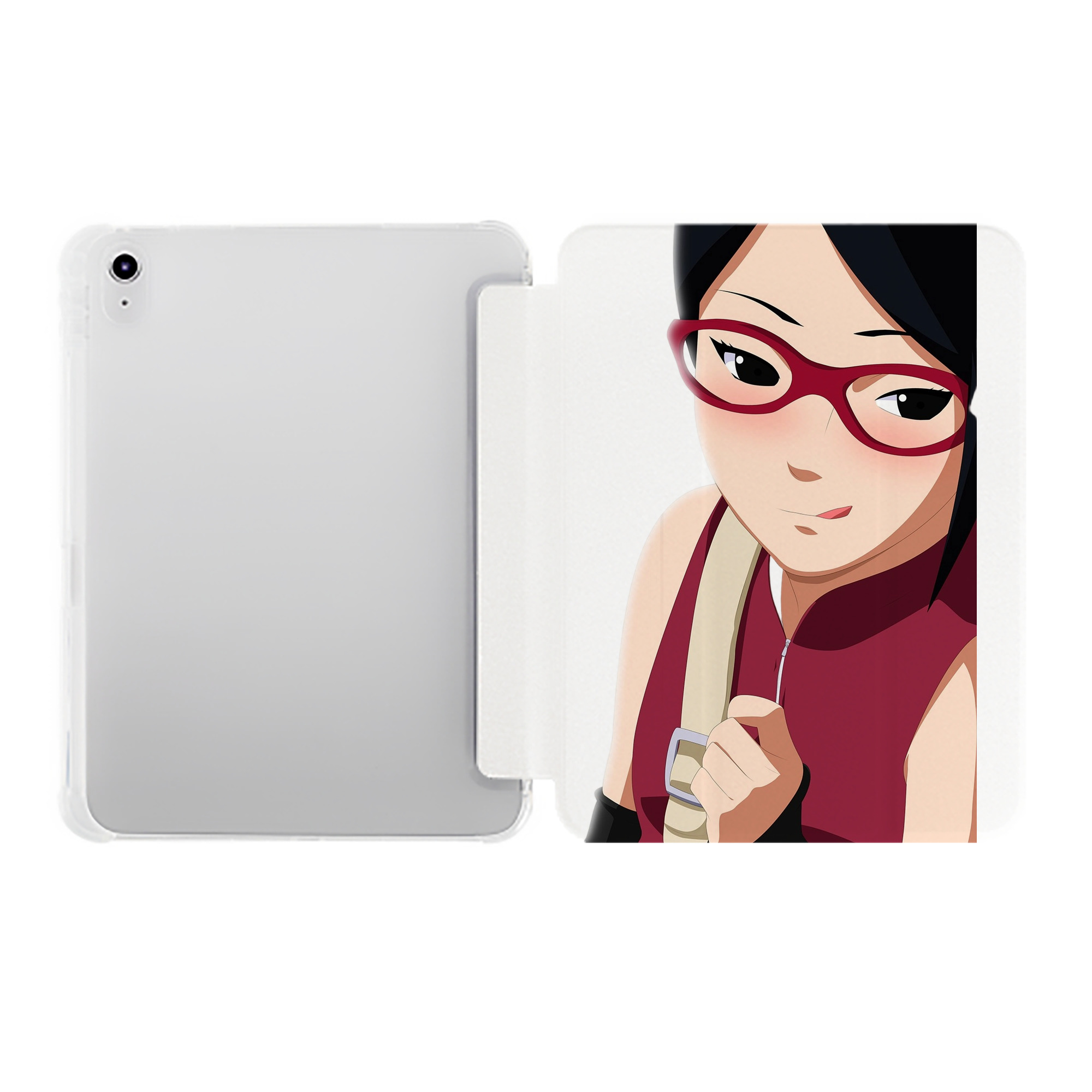 （画像用） NARUTO -ナルト- うちは サラダ Uchiha Sarada IPad ケース ペン収納付き 三つ折りスタンド PUレザー×シリコン 対応機種9.5/10.5/10.9インチ